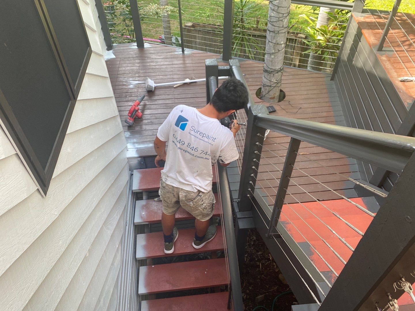 Exterior painting deck stairs