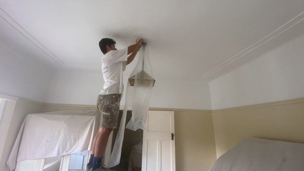 Prepping a ceiling for interior painting